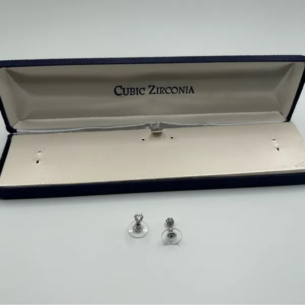 Silver CZ Earrings Stainless Steel Round Push Back Ear Stud for Men Women 4mm - Image 6