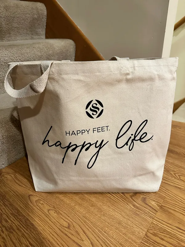 Happy Feet Happy Life Tote Bag Canvas never used Durable Great For Groceries Etc - Image 8