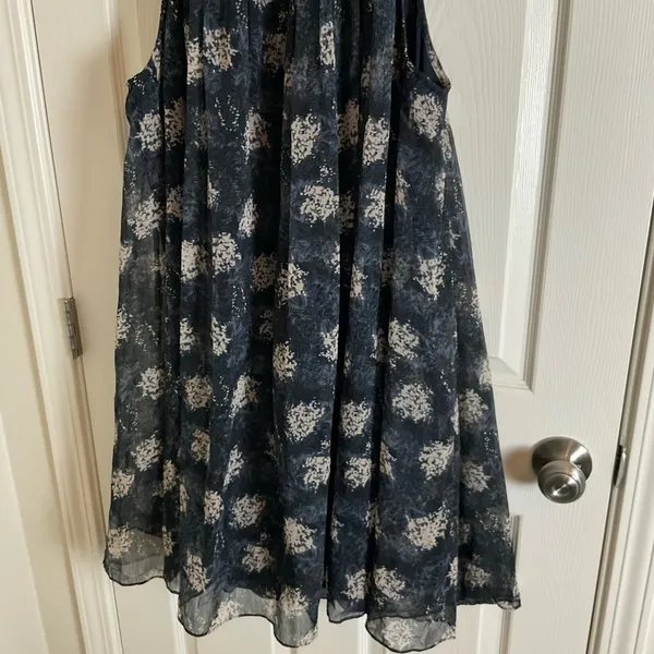 Joie Thelen Baltic Print Smocked Mini Dress Navy Blue Floral Sleeveless XL - Image 8