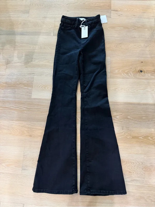 Good American Good Legs Flare Pull on black Jeans 1/small NWT $89 - Image 2