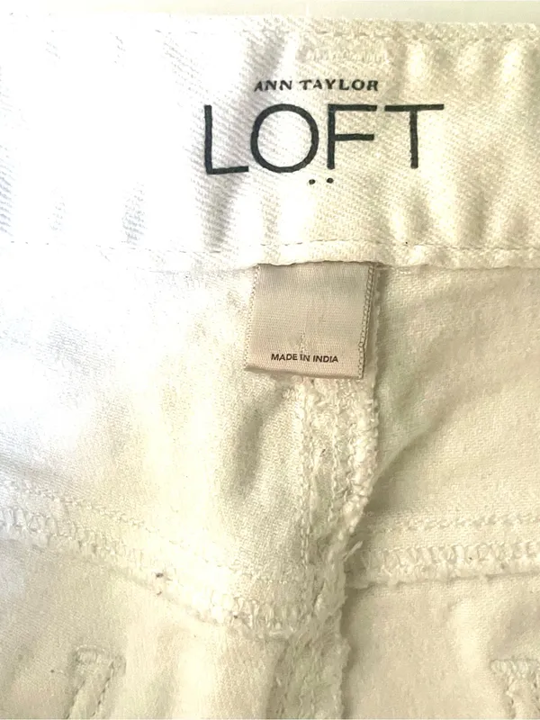 LOFT White Cuffed Denim Shorts - Image 3