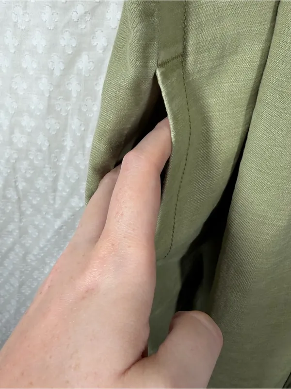 Anthropologie Pilcro Olive Green Smocked Pocket Romper - Image 5