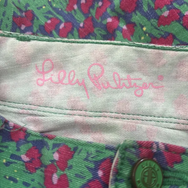 Lilly Pulitzer Worth Skinny Mini Pants Green Pink Floral Ankle Size 0 - Image 10