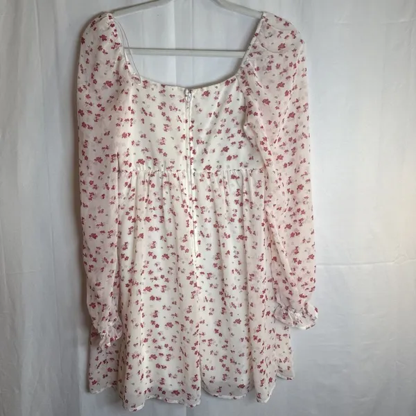 FRANCESCA'S MI AMI WHITE RED FLORAL LONG SLEEVE BABYDOLL DRESS Size XS Preowned - Image 13