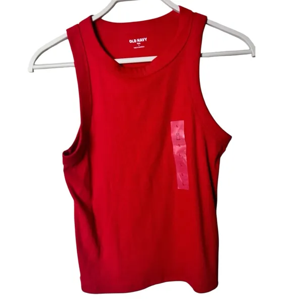 Old Navy Women's Fitted Red Crop Sleeveless Tank Top Sz L NWT - Image 3
