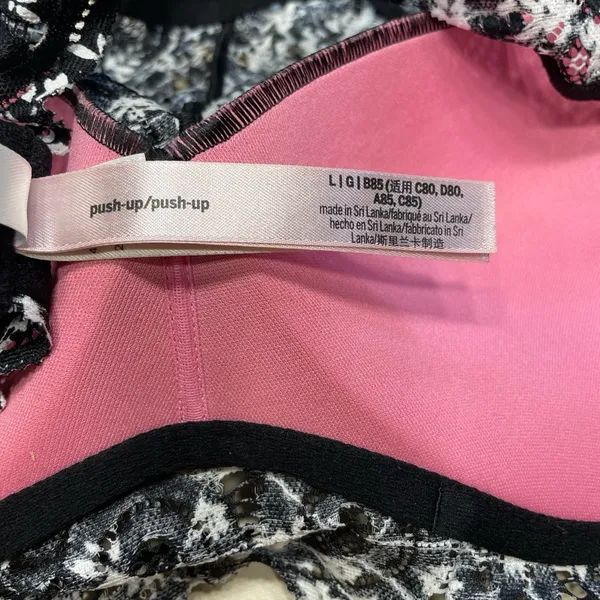 PINK Black and White Lace Bralette LARGE - Image 8