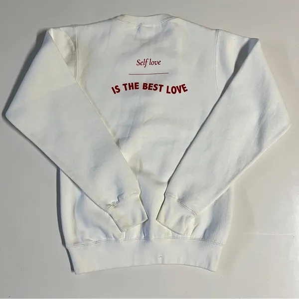 Goodiez Self Love Is The Best Love Sweatshirt & Joggers in White & Red - Image 3