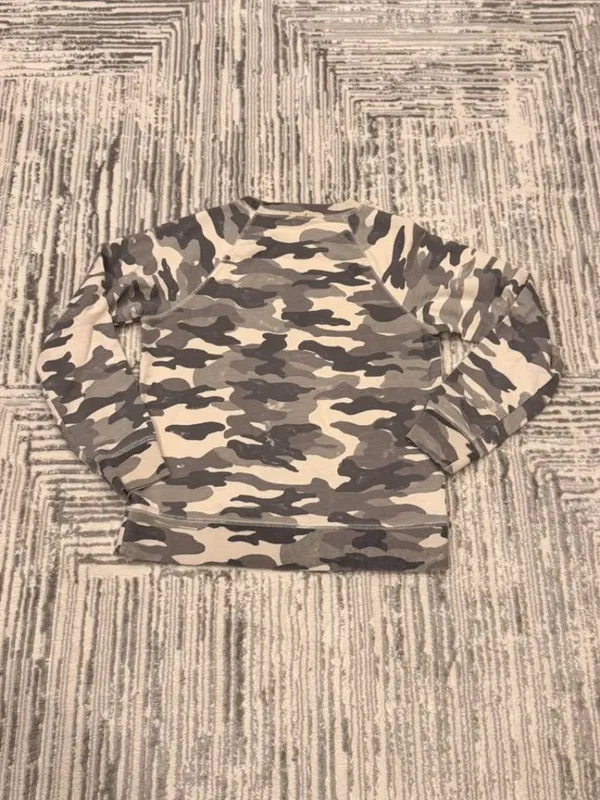 NEW J. Crew women's small gray/cream camo sweatshirt top - Image 4