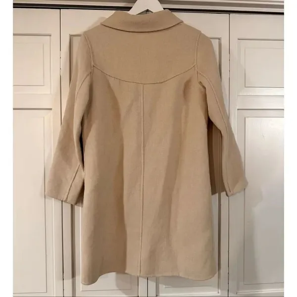 Collared beige wool blend lady jacket peacoat size small - Image 4