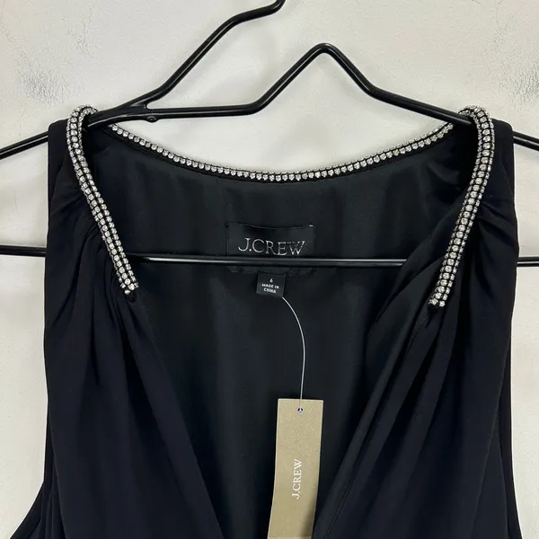J.Crew Collection Full Length Embellished Ruched Dress Black Formal US 6 NWT - Image 10