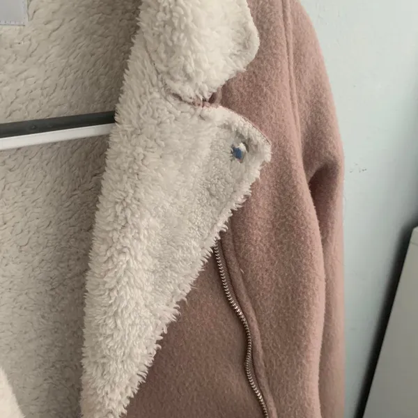 Pink Fur Lined Coat Size M - Image 3