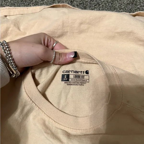 Carhartt Short Sleeve Womens Shirt Cream Orange Size Smal - Image 3