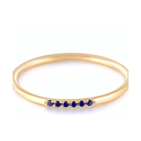 Boutique NEW Dainty‎ 14k Gold Plated S925 Ring Black Melee Stackable Minimalist Band Sz 8 - Image 4