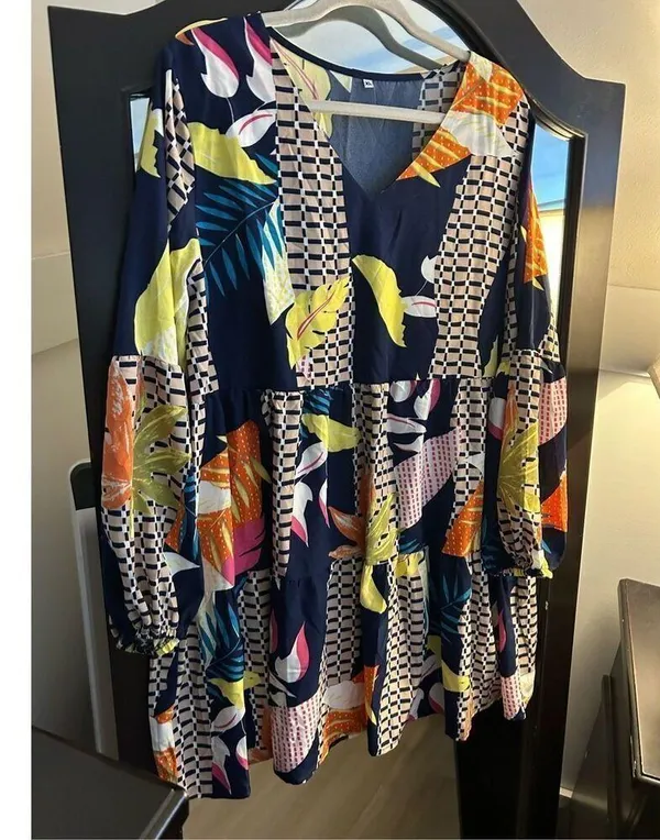 NEW Tunic Dress V Neck Casual Loose Flowy XL IMPERFECT - Image 6