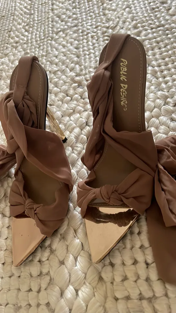 Pretty Little Thing Brown Wrap Ankle Strap Heels - Image 3