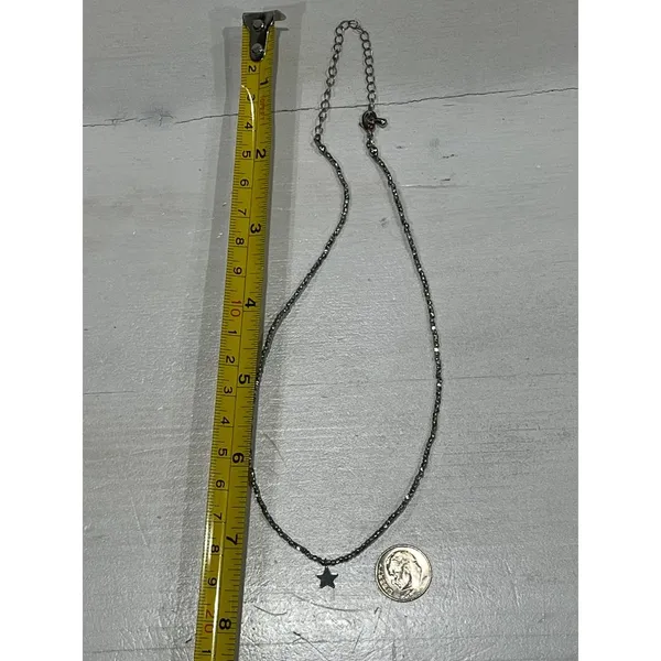 choker‎ silver tone beaded chain with star charm - Image 4