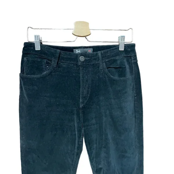 3x1 Higher Ground Jeans Pants Slim Straight Cropped Velvet Black Size 29‎ - Image 4