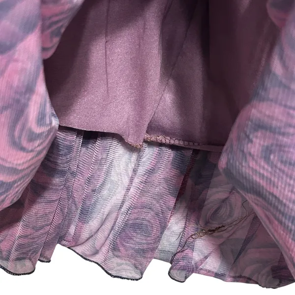 Y2K Womens Whimsygoth Skirt‎ Purple Black Floral Lace Waist Midi Fairygrunge - Image 5