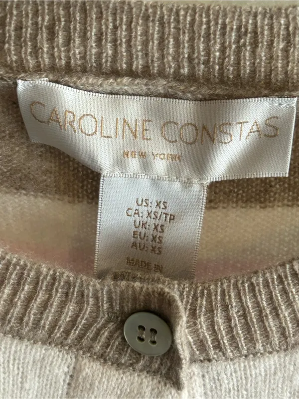CAROLINE CONSTAS 100% Cashmere Striped Crew Neck Sweater Cardigan size XS - Image 2