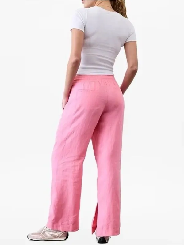 Athleta Retreat Linen High Rise Wide Leg Pant Raphanus Pink - Image 2