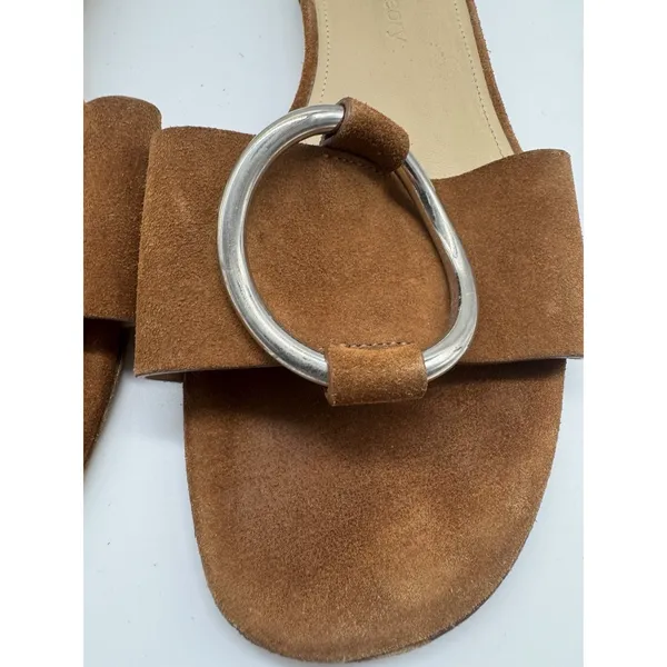 Theory Adeley Brown Suede Leather Ring Slip On Sandals Size 38.5 - Image 4
