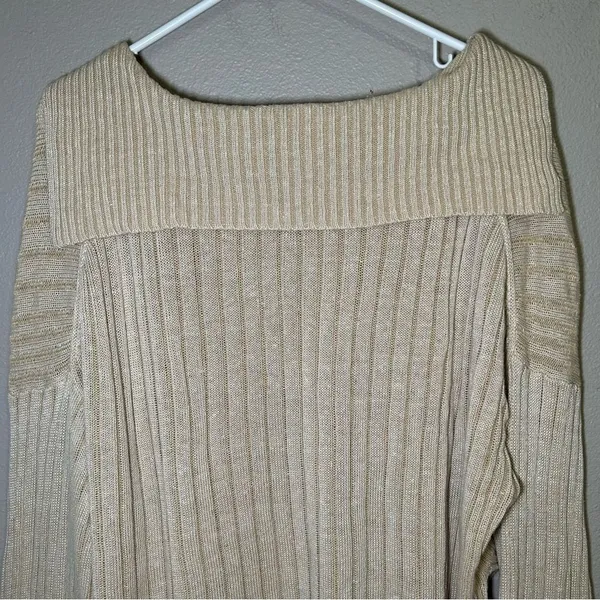 J. Crew neutral relaxed cotton linen blend collared sweater women’s size L XL - Image 8