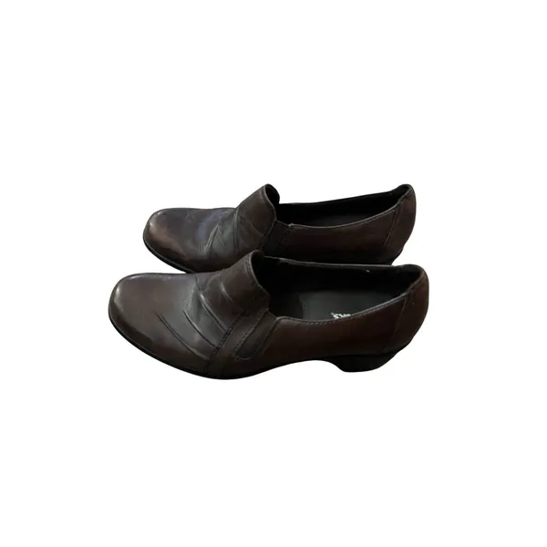 Clarks Partridge Slip On Low Heel Loafers Leather Brown 6M - Image 7