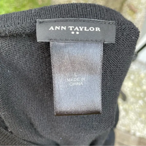 Ann Taylor Black Long Sleeve Rhinestone Sweater‎ Dress - Image 3