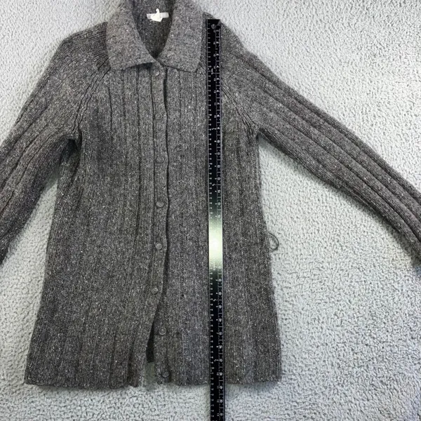 J. Crew Cardigan Sweater Women Medium Gray Wool Blend‎ Button Knit Mid Length - Image 4