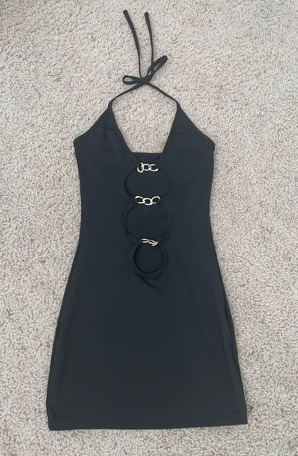 SheIn Black Chain Cutout Dress - Image 3