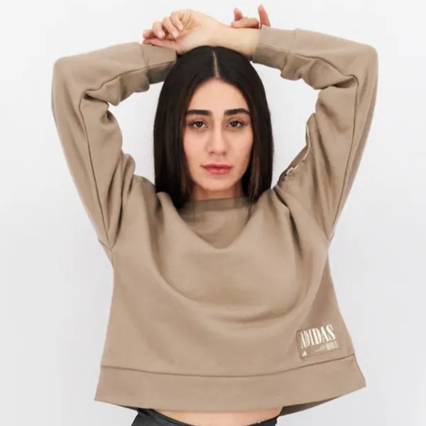 Adidas‎ Longsleeve Pullover Cropped Length Tan Sleeve size XS oversized - Image 6