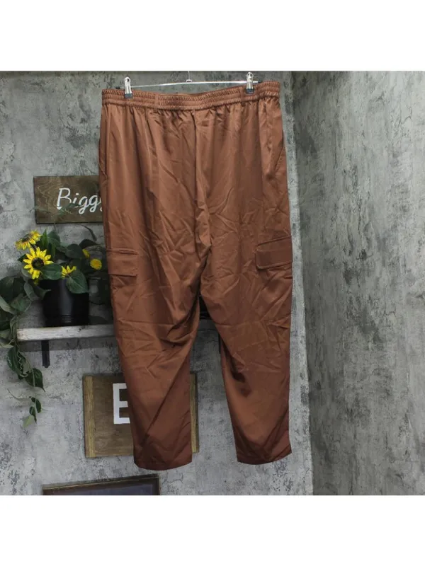 NEW Bar III Trendy Satin Cropped Cargo Pants 100193656WN Root Beer Brown 3X - Image 2