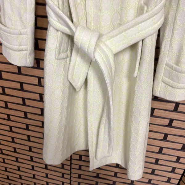 Banana Republic‎ Lime Green And White Wool Blend Trench Coat Size XS - Image 3