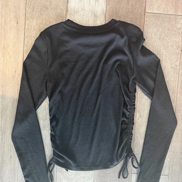 Zara Black Ribbed Knit Top - Image 3