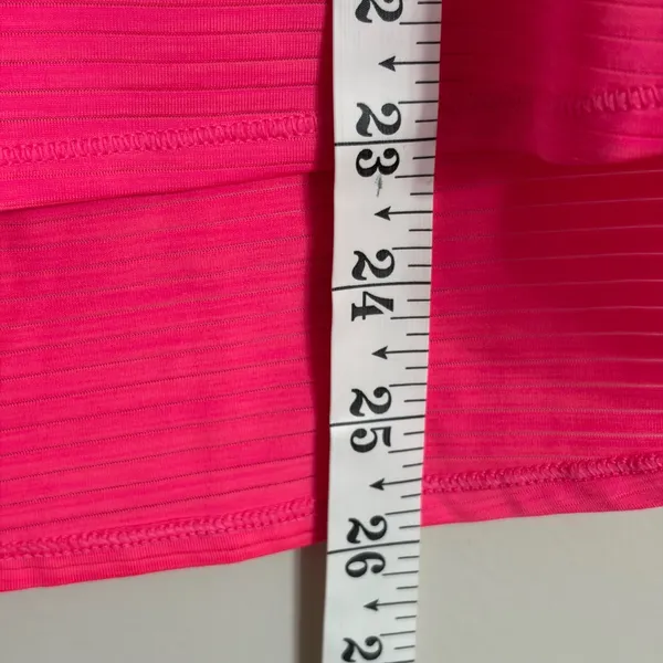 Athleta Womens Neon Pink Striped Long Sleeve Athletic Top XS‎ Scoop Neck Workout - Image 5