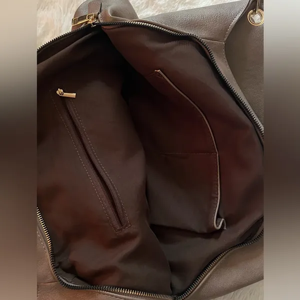 Source Unknown Women’s Faux Leather Shoulder Bag with Gold Chain – Brown Hobo Tote, Unbranded - Image 5