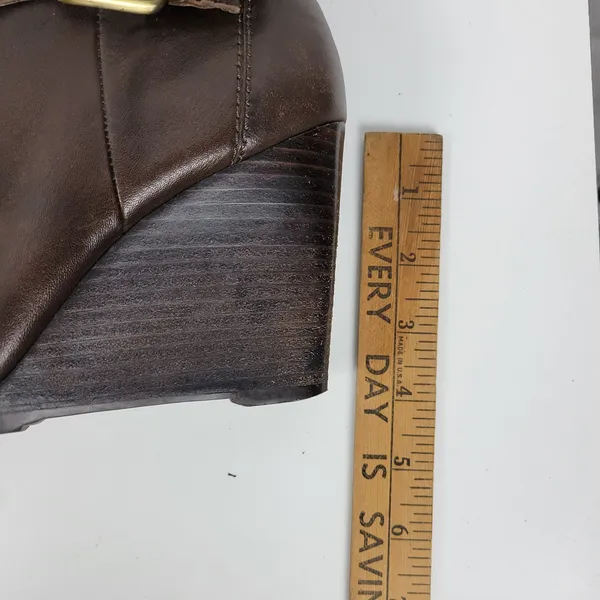 a.n.a. A New Approach Womens Boots 7 Brown Leather Knee High Wedges Heels Buckle - Image 13