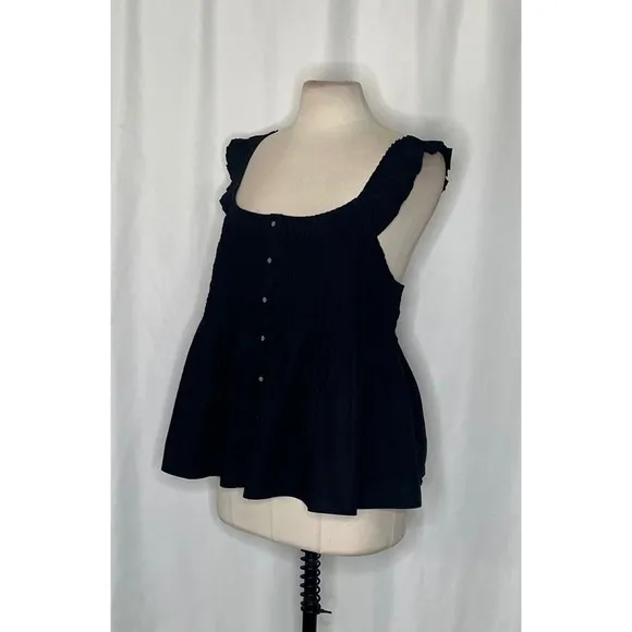 NWT!! J. CREW Pintuck Peplum Top Blouse Solid Black Cotton‎ Poplin Pleated 3X - Image 6
