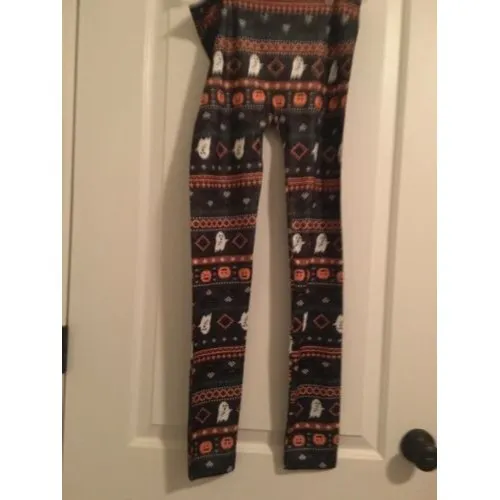 No Boundaries Halloween Womens Juniors Pumpkin Ankle Leggings Size Medium - Image 7