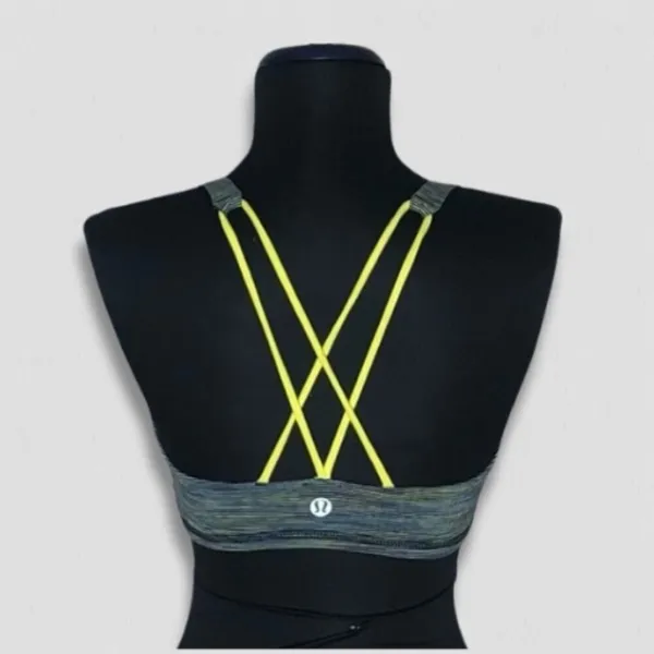 Lululemon Free to Be Bra Wild Sports Padded Strappy Blue Yellow Extra Small - Image 2