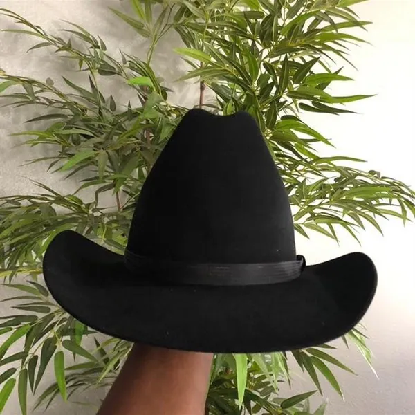 Vintage Stetson Cowboy Sz 6 3/4 Hat 4X Beaver Black Felt Western Long Oval - Image 2