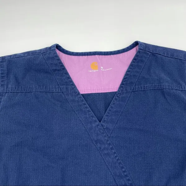 Carhartt Women's Navy Blue Short Sleeve Ripstop V-neck Nursing Scrub Top Medium - Image 3
