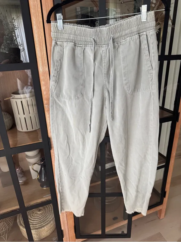 Zara denim joggers pants drawstring high waisted drawstring raw hem adjustable - Image 2