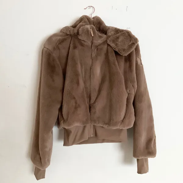 Alo Yoga Faux Fur Foxy Jacket Toasted Almond S - Image 6