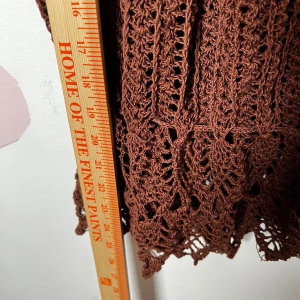 Brown Crochet Knit‎ Short Sleeve Peplum Top Sz Small Boho Vacation Y2K Beach - Image 4