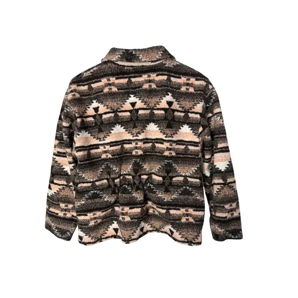 Black Mountain Outdoor Southwestern Fleece Jacket Brown Geometric Zip Womens M - Image 6