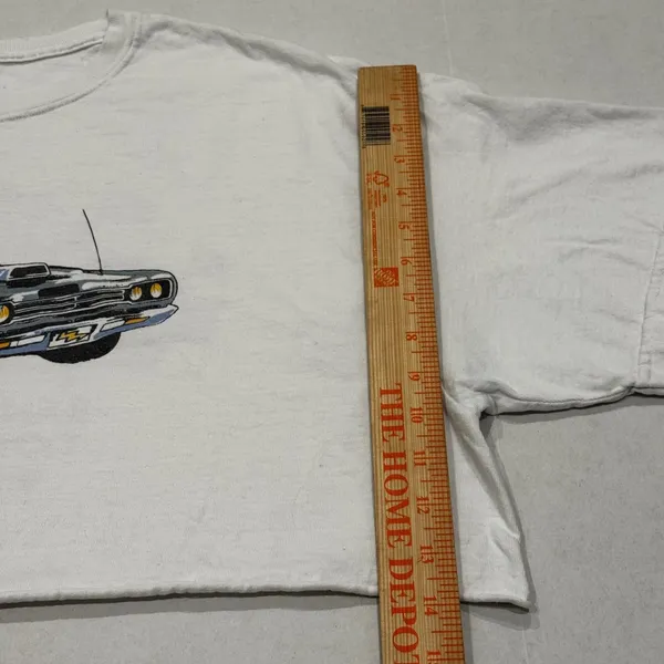 J Galt Cropped T Shirt Graphic Motor Show Car Print‎ Women One Size White - Image 3
