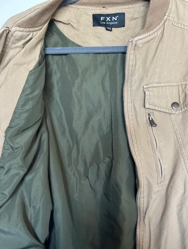 FXN Tan Bomber Jacket Size M - Image 3