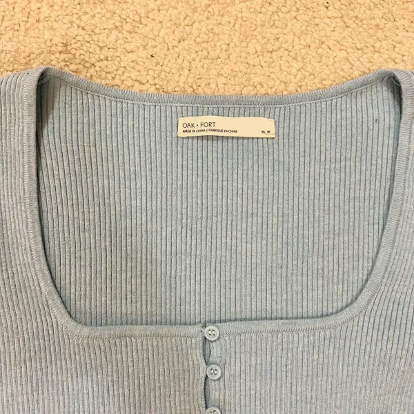 Oak + Fort Square Neck Cropped Cardigan Sweater - Image 3