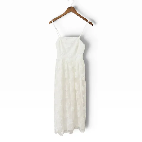 Lulus Delightful Charisma White Embroidered Sequin Mesh Midi Dress size XS - Image 4